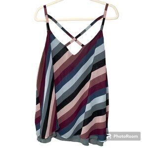 Torrid "Sophie" Chiffon Strappy Swing Cami Tank Top Purple and Blue Stripe
